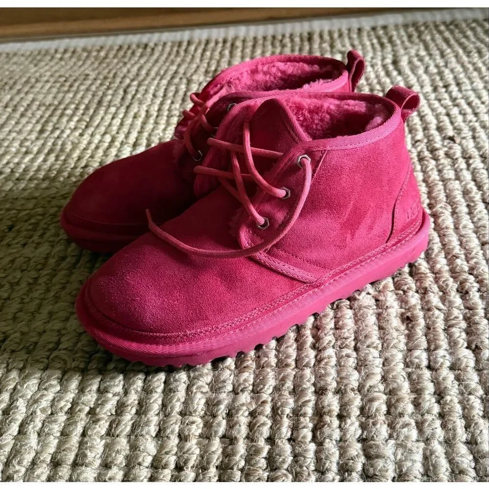 UGG Pink Neumel Boots Women’s Size 7 Shearling Lined Suede